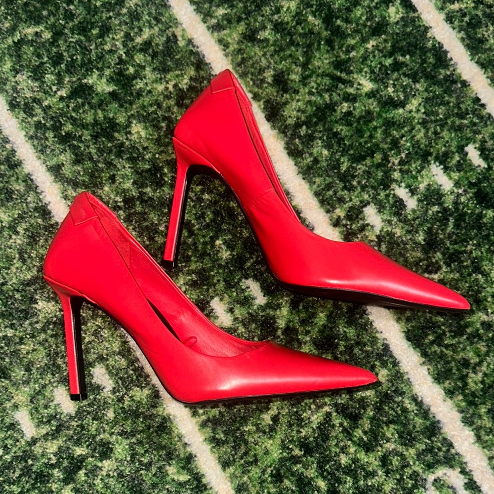 Zara Red Faux Leather Heels